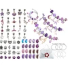 66 dalių violetinis papuošalų gamybos rinkinys su kosmetine