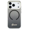GUESS dėklas, skirtas IPHONE 17 Pro, suderinamas su MagSafe GUHMP17L5HTGMCSK (IML Gradient Script Metal) juodas