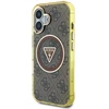 Dėklas Guess IML Metal Glitter 4G Circle Triangle MagSafe iPhone 16 rudos spalvos