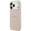 GUESS dėklas, skirtas IPHONE 17 Pro, suderinamas su MagSafe GUHMP17LPSAMSECP (PU su bijūnų karštu antspaudu), rožinis