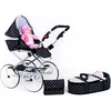 Baby Retro vežimėlis lėlėms 2in1 New Baby Natálka baltas-juodas