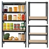 Bauerkraft Metalinė juoda sandėlio lentyna 2in1 su 5 šviesiomis lentynomis 150x75x30 cm