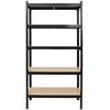 Bauerkraft Metalinė juoda sandėlio lentyna 2in1 su 5 šviesiomis lentynomis 150x75x30 cm