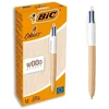 Bic Rašikliai 4 spalvų medžio stiliaus rinkinys 12 vnt