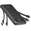 Nešiojamoji baterija Charmast W1148 5V 3A 10000 mAh su integruotais laidais USB A / USB C / Lightning / Micro USB juodas