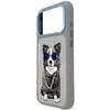 NIMMY dėklas GLASSES COOL DOG, skirtas IPHONE 18 Pro Max/17 Pro Max, pilkas