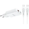 Telefono įkroviklis USB A + C tipo PD 65W + duomenų kabelis C tipo į C tipo 100W VEGER TR122 baltas