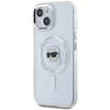 Dėklas Karl Lagerfeld IML Metal Karl Head MagSafe iPhone 15 baltos spalvos