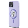 Karl Lagerfeld KLHMP15SSCMKCRHU iPhone 15 6.1" violetinis kietas silikoninis dėklas su Karl&Choupette galvų žiedu