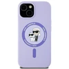 Karl Lagerfeld KLHMP15SSCMKCRHU iPhone 15 6.1" violetinis kietas silikoninis dėklas su Karl&Choupette galvų žiedu