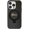 Dėklas GUESS GUHMP15XHRSGSK IPHONE 15 PRO MAX 6.7 "Juodas/Juodas HARDCASE RING STAND SCRIPT GLITTER MAGSAFE