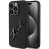 Karl Lagerfeld KLHCP15LSKSBMCK iPhone 15 Pro 6.1″ juodos spalvos kietas dėklas Silicone Karl Script