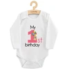 Kūdikių bodis su spaudiniu New Baby My first birthday rožinis