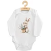 Kūdikių bodis su spaudiniu New Baby Rabbit su gėlėmis