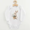 Kūdikių bodis su spaudiniu New Baby Rabbit su gėlėmis