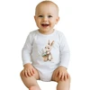 Kūdikių bodis su spaudiniu New Baby Rabbit su gėlėmis