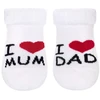 Kūdikių kilpinės kojinės New Baby baltos „I Love Mum and Dad“, dydis 56 (0-3 mėn.)