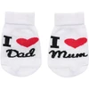 Kūdikių medvilninės kojinės New Baby „I Love Mum and Dad“, baltos, dydis 62 (3-6 mėn.)