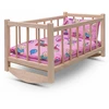 Medinė lėlių lovelė-lopšys su patalyne Baby Mix meškiukai