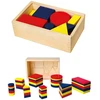 Dienes mediniai blokai Geometrinės figūros Viga žaislai Montessori