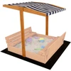 Medinis stogelis vaikų smėlio dėžei Baby Mix 120x120 cm, mėlynas su baltu