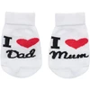 New Baby medvilninės kūdikių kojinės „I Love Mum and Dad“, baltos, dydis 56 (0-3 mėn.)