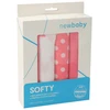 New Baby Softy margintos medvilninės sauskelnės 70 x 70 cm, 4 vnt., rožinės ir baltos spalvos