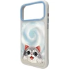NIMMY dėklas BIG EYED LYING Sidabrinis SHADED CAT, suderinamas su MagSafe, skirtas IPHONE 18 Pro/17 Pro, juodas
