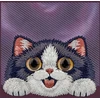 NIMMY dėklas BIG EYED LYING CREAM CAT, suderinamas su MagSafe, skirta IPHONE 18 Pro/17 Pro, purpurinė