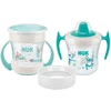 NUK Mini Cups 360° kūdikio puodelis su dangteliu, neutralus