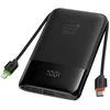 FORCELL F-ENERGY F10K6 daugiafunkcis nešiojamas įkroviklis su įmontuotais C tipo ir „Lightning“ laidais PD QC3.0 3A 22,5W 10000 mAh juodas