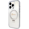 Dėklas GUESS GUHMP15LHRSGSD IPHONE 15 PRO 6.1 "SKAIDRUS / SKAIDRUS KIETAS DĖLĖS ŽIEDAS STOVAS SCRIPT GLITTER MAGSAFE