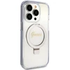 Dėklas GUESS GUHMP15LHRSGSD IPHONE 15 PRO 6.1 "SKAIDRUS / SKAIDRUS KIETAS DĖLĖS ŽIEDAS STOVAS SCRIPT GLITTER MAGSAFE