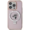 Karl Lagerfeld KLHMP15XHMRSKCP iPhone 15 Pro Max 6.7″ rožinės spalvos kietas dėklas su žiediniu stovu Karl&Choupettte
