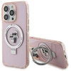 Karl Lagerfeld KLHMP15LHMRSKCP iPhone 15 Pro 6.1″ rožinės spalvos kietas dėklas su žiediniu stovu Karl&Choupette Mag