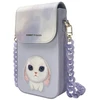 Nimmy 3in1 rinkinys telefono krepšys + piniginė + dėklas lokatoriui, violetinis, Big Eyed Pet 2.0 Rabbit