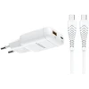 Telefono įkroviklis USB A + C tipo PD 45W + duomenų kabelis C tipo į C tipo 100W VEGER TR121 baltas