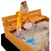 Vaikiška medinė smėlio dėžė su uždengimu ir suolais Baby Mix 120x120 cm