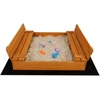 Vaikiška medinė uždaroma smėlio dėžė su suolais ir baldakimu Baby Mix 120x120 cm pilka