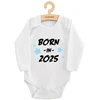Vaikiškas spausdintas bodis New Baby BORN IN 2025 mėlynas