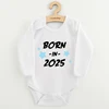 Vaikiškas spausdintas bodis New Baby BORN IN 2025 mėlynas