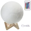 Naktinė LED lempa Mėnulis, 3D, 3 švietimo režimai, jutiklinė, USB, medinė stovelė