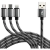everActive pintas USB 2.4A 1.2m kabelis trys-viename micro-USB, USB-C ir Lightning