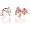 Diamond Sky Jewelry Auksiniai auskarai-vinukai su cirkoniais „Delfino Meilė XIII“