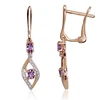 Diamond Sky Jewelry Auksiniai auskarai su deimantais ir ametistais „Daina V“