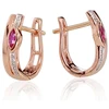 Diamond Sky Jewelry Auksiniai auskarai su deimantais ir rubinais „Dangaus Dovana II“
