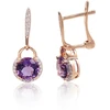Diamond Sky Jewelry Auksiniai auskarai su deimantais ir ametistais „Vakaro Magija“