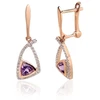 Diamond Sky Jewelry Auksiniai auskarai su deimantais ir ametistais „Šviesos Geometrija“