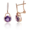 Diamond Sky Jewelry Auksiniai auskarai su deimantais ir ametistais „Vakaro Magija“