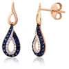 Diamond Sky Jewelry Auksiniai auskarai su deimantais ir safyrais „Princesės Ašara II“